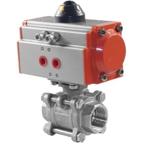2-1/2" Three Piece High Platform Pneumatic Ball Valve DN65 Stainless Steel 304 Q611F-16P Double Acting Cylinder in Kuwait