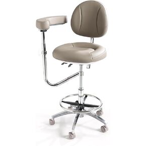 Ergonomic Dental Saddle Stool - Adjustable Rolling Dentist Chair with Back Support for Hygienists, Assistants - Medical Office & Salon Use - Red in Kuwait