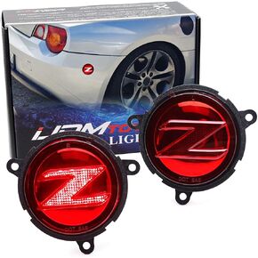 iJDMTOY Euro-Style Black-Out Red Illuminated Z-Emblem Full LED Rear Bumper Side Marker Lights Compatible With BMW 2003-2008 Z4 Roadster/Coupe in Kuwait
