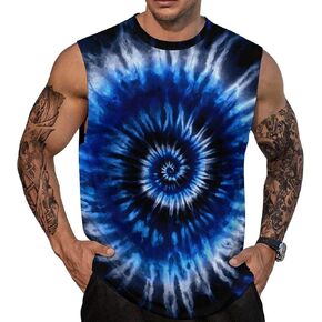 Mens Tie Dye Tank Top Cool Design Graphic Breathable Quick Dry Sleeveless Gym T Shirt in Kuwait