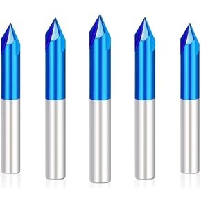 5 قطعة مطحنة نهاية الشطب 6.35 مللي متر عرقوب CNC لقم نحت الشطب قاطعة الطحن 3 الناي طلاء أزرق كربيد نهاية المطاحن 60 درجة CNC راوتر بت أداة الشطب in Kuwait