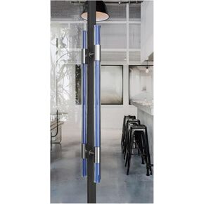 23/31/39/47inch Tall Sliding Glass Door Handle, H-Shape Blue Clear Acrylic Interior Exterior Door Pull Push Handles, Heavy Duty Commercial Entry Door Handle,Blue-100cm/39.4in in Kuwait