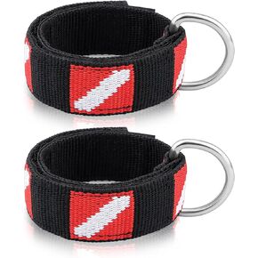 حزام معصم للغوص، سوار معصم قابل للتعديل مع حلقة على شكل حرف D من الفولاذ المقاوم للصدأ، مناسب لأضواء الغوص والمصابيح الكاشفة والكاميرات والبوصلة وألواح الغوص للغواصين والغطس (عبوة من قطعتين) in Kuwait