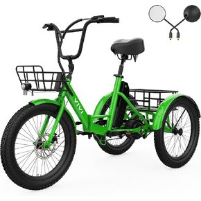 دراجة ثلاثية العجلات كهربائية بإطار سميك مقاس 20 بوصة × 2.6 من Vivi T01 للبالغين، دراجة كهربائية ذات 3 عجلات قابلة للطي بقدرة 750 وات، 95% مجمعة مسبقًا، تفاضلية للسرعة، دراجة ثلاثية العجلات كهربائية بسرعة 15.5 ميل في الساعة مع دعامة in Kuwait