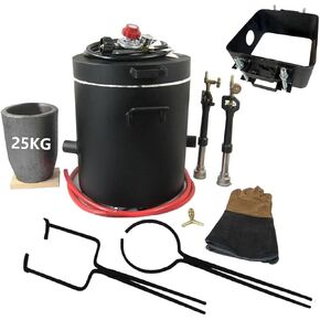 طقم فرن صهر البروبان الكبير بوزن 25 كجم/55 رطلًا مع مجموعة ملقط بوتقة وإطار قالب قارورة صب الرمل من جزأين (10 × 10 × 5 بوصة)، مجموعة فرن صب المسبك لصهر معدن الذهب والنحاس والألومنيوم in Kuwait