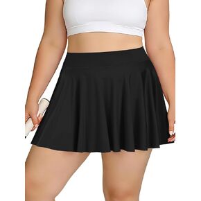Moon Wood Women's Plus Size Athletic Tennis Skort High Waisted A-Line Workout Mini Skater Skirt with Pockets for Pickleball in Saudi Arabia