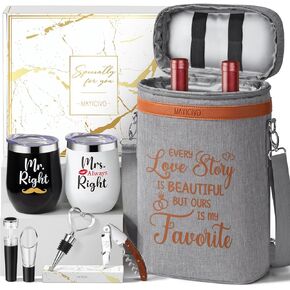 هدايا لمحبي النبيذ للنساء سلال هدايا النبيذ، هدايا عيد ميلاد عيد الأم للنساء أمي وأختها وصديقها وأبي وزميل العمل والصديقة مجموعة هدايا الترحيب بالمنزل الجديد، حقيبة تبريد النبيذ وحامل أكواب النبيذ in Kuwait