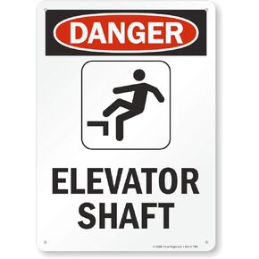 SmartSign "Danger: Elevator Shaft" with Graphic, Plastic Sign, 14" x 10" in Kuwait