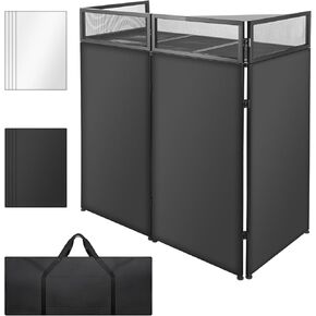 محطة طاولة واجهة DJ المحمولة STRICH، كشك DJ قابل للطي مع سكريم أبيض وأسود، حامل عرض بإطار معدني مقاس 44 بوصة × 20 بوصة مع رف مثلث قابل للإزالة، وفتحة كابل وحقيبة حمل للعرض، والحفلات، والاستوديو in Kuwait