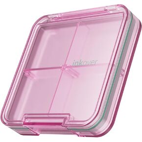 Small Pill Box, Travel Pill Organizer, Small Pill Case, Pill Container for Purse 4 Compartments, Daily Compact Travel Medicine Holder for Vitamins Medication (Pink) in Kuwait