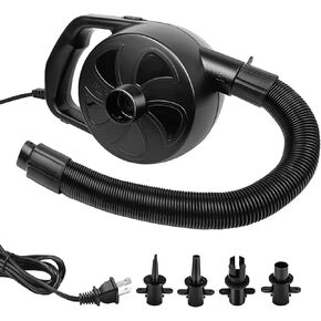 BOMPOW Electric Pump for Inflatables with 4 Nozzles Air Mattress Pump Inflator/Deflator, Queen/King Size Pool Air Pump, Pool Toys, Boat, Raft Pumps 300W in Kuwait