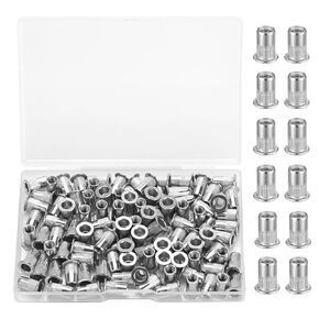 105 Pcs M5 Rivet Nuts, M5 Threaded Inserts, Threaded Rivets, Nut Inserts, Stainless Steel Flat Head Rivnuts, Metal Knurled Nutsert Set in Kuwait