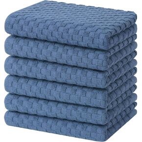 Homaxy 100% Cotton Terry Kitchen Towels(15" x 25", 6 Pack), Soft and Super Absorbent Dish Towels, 380 GSM Reusable Tea Towel with Hanging Loop, Pineapple Grid Designed, Dark Grey in Kuwait