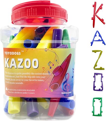42pcs Plastic Kazoo Bulk with 208pcs Alphabet Stickers Game Multiple Colors Kazoo for Kids Adult Musical Instruments Tones for Classroom Party Favors Comedic or Playful Purposes in Kuwait