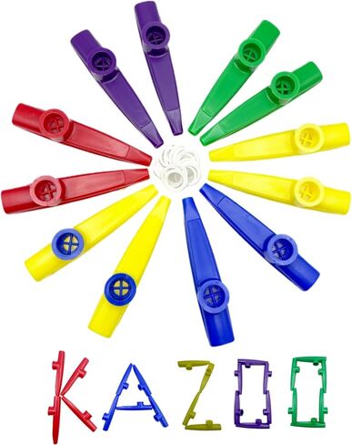 42pcs Plastic Kazoo Bulk with 208pcs Alphabet Stickers Game Multiple Colors Kazoo for Kids Adult Musical Instruments Tones for Classroom Party Favors Comedic or Playful Purposes in Kuwait
