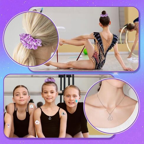 Gymnastics Gifts for Girls - Gymnastics Water Bottle, Cosmetic Bag, Necklace, Scrunchie, Socks, 50 Pcs Stickers - Gymnastics Party Favors for Girls, Birthday Gifts for Gymnastics Lovers in Saudi Arabia