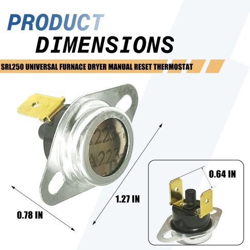 2-حزمة SRL250 ترموستات مجفف الفرن العالمي، مفتاح إعادة الضبط اليدوي للحد من الطرح 250F قطع الصمامات الحرارية للتحكم في درجة الحرارة مع طرف 1/4 بوصة in Saudi Arabia
