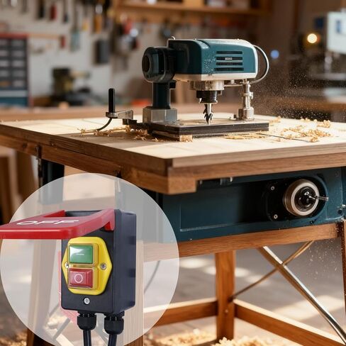 مفتاح مجداف أحادي الطور 110 فولت، مفتاح أمان لطاولة جهاز التوجيه مع مقابس أنثى، سلك طاقة ذكر 1 قدم وأنثى 5 أقدام، إيقاف طوارئ أحمر لمناشير الطاولة، طاولات التوجيه، أسلاك التمديد in Kuwait