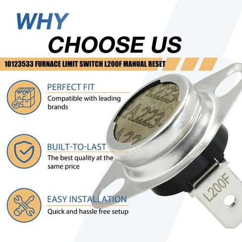 2 حزمة 10123533 مفتاح حد الفرن L200F إعادة تعيين يدوي متوافق مع Goodman Amana in Kuwait