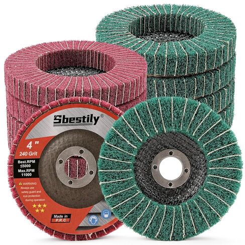 Sbestily 10Pcs 4 Inch Scour Flap Disc 120 & 240 Grit, Coarse Polishing Grinding Wheel for Metal Stainless Steel, Angle Grinder Attachment, Scouring Pads Scuff Sanding Discs Paint Rust Remover in Kuwait