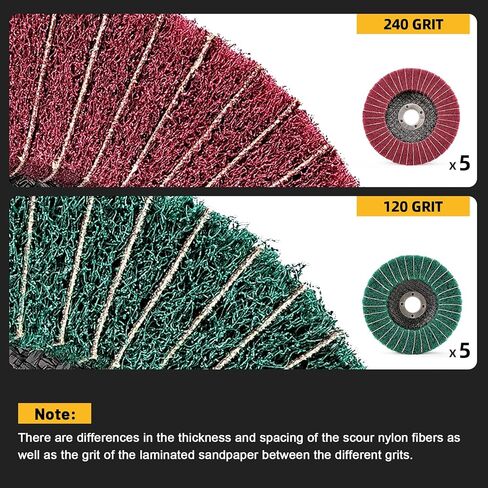 Sbestily 10Pcs 4 Inch Scour Flap Disc 120 & 240 Grit, Coarse Polishing Grinding Wheel for Metal Stainless Steel, Angle Grinder Attachment, Scouring Pads Scuff Sanding Discs Paint Rust Remover in Kuwait
