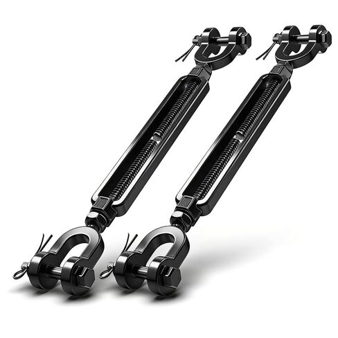 2 حزمة 3/8 "طلاء أسود الكهربي 304 SS الثقيلة الفك وصلة ربط الفك، شداد شدادات كبيرة للكابلات حبل الأسلاك، مجموعة بوابة مكافحة الترهل، خيمة الظل الشمس، الموتر درابزين سطح السفينة in Kuwait