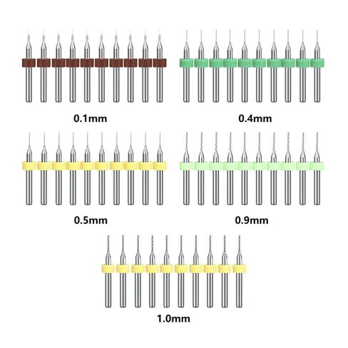 PCB مجموعة لقمة مثقاب 0.1 0.4 0.5 0.9 1.0 مللي متر PCB لوحة دوائر كهربائية ثقب الحفر أداة القاطع كربيد مثقاب صغير 50 ​​قطعة in Kuwait