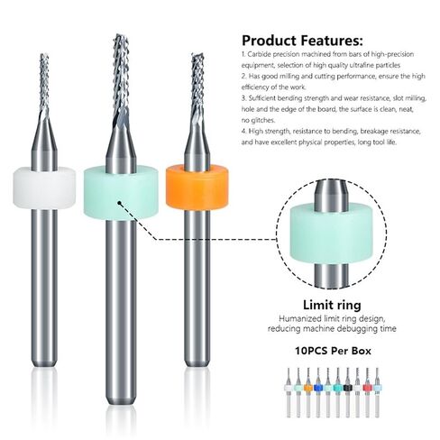 الذرة النقش القاطع 1.5-2.4 مللي متر كربيد نهاية طحن CNC راوتر بت مطحنة لآلة PCB 10 قطعة in Kuwait
