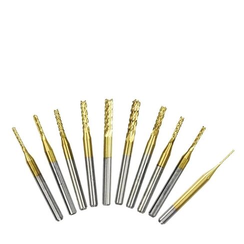 0.6-3.175mm Carbide PCB Milling Cutter Set 3.175mm Shank PCB Machine Engraving Bit End Mill 10Pcs(23mm) in Saudi Arabia