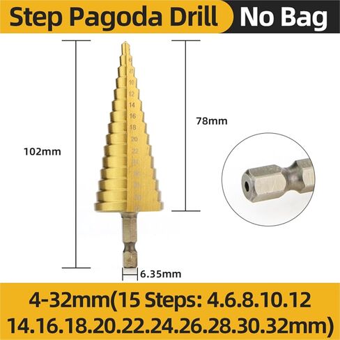 1Pcs 4-32mm HSS Step Pagoda Drill Bit Conical Stage for Metal Wood High Speed Stepped Power Tools in Kuwait