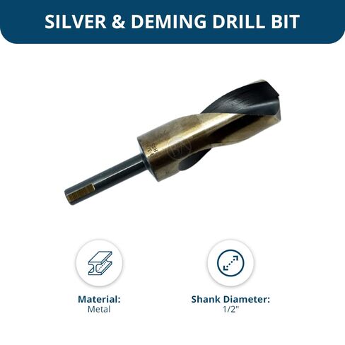 أدوات كاشطة قياسية بقطر 1-1/8 بوصة HSS فضية وأداة قطع مثقاب Deming باللونين الأسود والذهبي، ساق 1/2 بوصة، للمعادن الصلبة والفولاذ المقاوم للصدأ والحديد الزهر والخشب - (1-1/8 بوصة) in Saudi Arabia