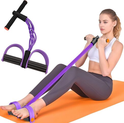 Resistance Bands with Handles, 6-Tube Elastic Foot Pedal Resistance Band, Natural Rubber Ankle Puller Sit-up Exercise, Multifunction Fitness Bands for Abdomen, Waist, Arm, Leg Stretching Training in Saudi Arabia