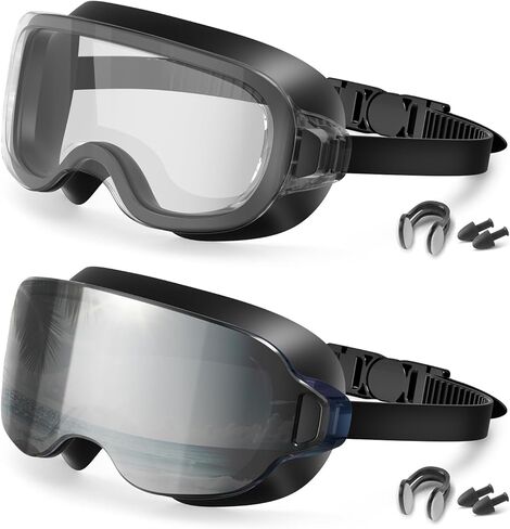 Aegend Swim Goggles Adult 2 Pack, Frameless 180°Clear Wide View Anti-Fog/UV, Fashion Men Women Pool Swimming Goggles in Kuwait