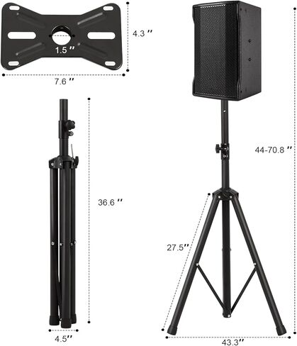 Dollate Speaker Stand Pair Heavy Duty Hold up to 150lbs Capacity, Speaker Tripod Stand with Speaker Plate, Adjustable Height from 40" to 70.8", 35mm Compatible Insert in Saudi Arabia