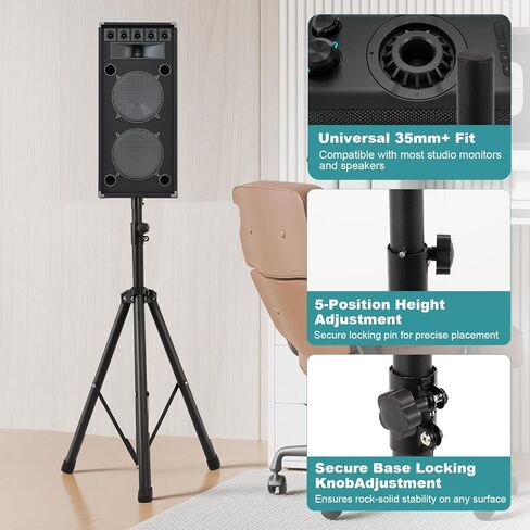 Dollate Speaker Stand Pair Heavy Duty Hold up to 150lbs Capacity, Speaker Tripod Stand with Speaker Plate, Adjustable Height from 40" to 70.8", 35mm Compatible Insert in Saudi Arabia