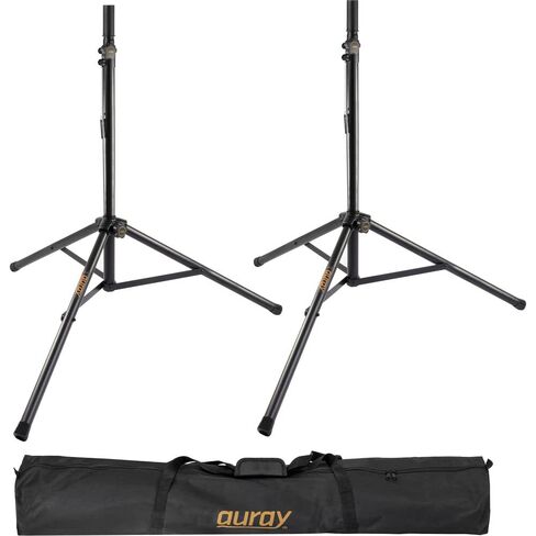 QSC K8.2 Two-Way 8" 2000W Powered Portable PA Speaker with DSP Processor (Pair) Bundle with Auray SS-47S-PB Steel Speaker Stand with Case and 2X XLR-XLR Cable in Kuwait