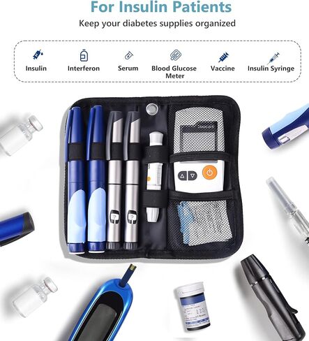 Insulin Cooler Travel Case TSA Approved, Diabetic Medication Cooling Bag with Temperature Display for Travel and Daily Use, 2 Ice Pack, Black in Saudi Arabia