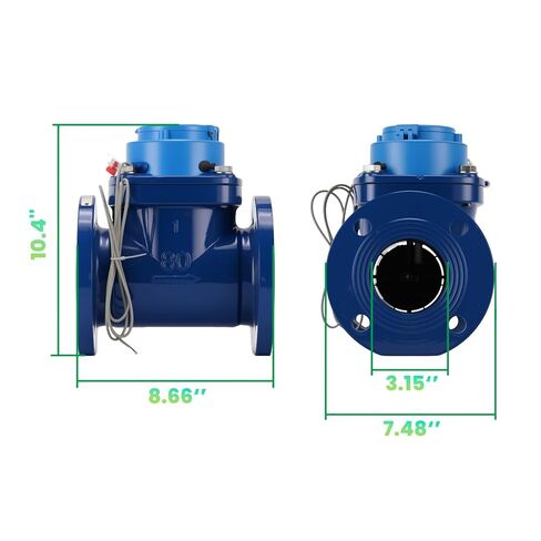Watflow 2.5" WoltmannHelix Water Meter,Detachable Water Meter,Pulse Output, Epoxy-Coated Cast Iron,Resistant Seals（Cubic,Non-Potable Use） in Kuwait