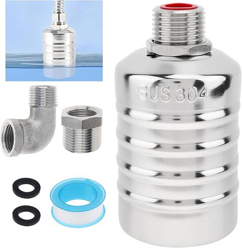 Float Valve, 304 Stainless Steel 1/2inch to 3/4inch Auto Fill Shut Off Water Float Valves Fully Automatic Water Level Control for Water Tank, Pool, Tower, Livestock Troughs in Kuwait