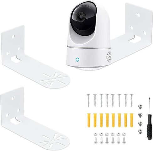 عبوتان من حامل التثبيت على الحائط لـ Wyze Cam V4 / Wyze Cam Pan V3، دعامة تثبيت معدنية للكاميرا مع 1/4 مسمار لولبي يدعم تركيب زاوية السقف، سهل التركيب، أبيض in Kuwait