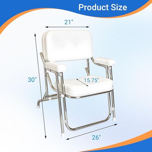 Folding Boat Deck Chair - Marine Grade Fishing Chair with Comfortable Cushioned & Foam Padding for Yachts, Ship and Beach, Portable, 1 Pc in Kuwait