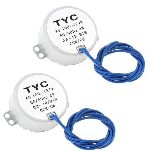 2 Pack Synchronous Motor AC 100-127V 15-18RPM 4W CW/CCW Permanent Magnet Motor Synchron Turntable Motor for Display Rack, Shaking Stand, PTZ Support (4, Watts, 18, RPM) in Saudi Arabia