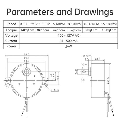 2 Pack Synchronous Motor AC 100-127V 15-18RPM 4W CW/CCW Permanent Magnet Motor Synchron Turntable Motor for Display Rack, Shaking Stand, PTZ Support (4, Watts, 18, RPM) in Saudi Arabia