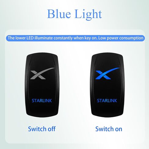 طقم مفاتيح هزاز مقاوم للماء 12 فولت/24 فولت، أزرق LED تشغيل/إيقاف SPST 5Pin مع سرج توصيل سلكي مسبقًا لـ Starlink (مفتاح 5Pin) in Kuwait