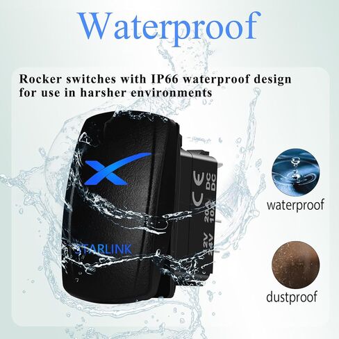 طقم مفاتيح هزاز مقاوم للماء 12 فولت/24 فولت، أزرق LED تشغيل/إيقاف SPST 5Pin مع سرج توصيل سلكي مسبقًا لـ Starlink (مفتاح 5Pin) in Kuwait