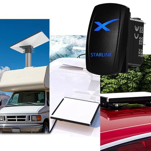 طقم مفاتيح هزاز مقاوم للماء 12 فولت/24 فولت، أزرق LED تشغيل/إيقاف SPST 5Pin مع سرج توصيل سلكي مسبقًا لـ Starlink (مفتاح 5Pin) in Kuwait