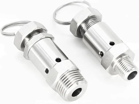 1PCS 1/4" 1/2" Stainless Steel 304 Adjustable Pressure Relief Safety Valve Homemade air Compressor(1/4",0.3mpa) in Kuwait