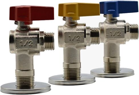 1PCS Full Copper Electroplating DN15 DN20 Large Flow Full Diameter Triangular Valve Ball core Valve 1/2 3/4 External Thread(3l4 Blue) in Kuwait