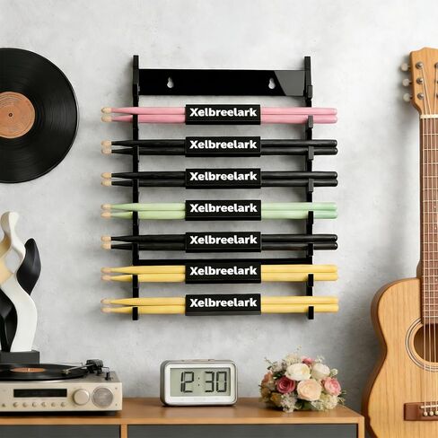 Black Acrylic Drum Stick Holder Wall Mount，Efficient Drumstick Display and Organizer, Holds 8 Sets of Drumsticks, Space-Saving, Durable and Sturdy in Saudi Arabia