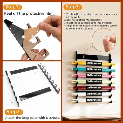 Black Acrylic Drum Stick Holder Wall Mount，Efficient Drumstick Display and Organizer, Holds 8 Sets of Drumsticks, Space-Saving, Durable and Sturdy in Saudi Arabia